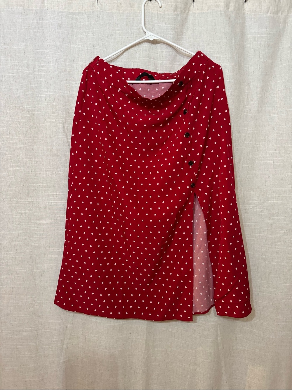 Red Heart Print Wrap Skirt